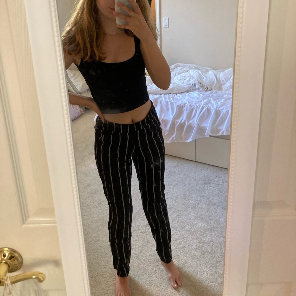 Striped Aztec Print Black & White Divided Pants